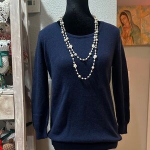 Ann Taylor Women Deep Blue Crewneck Sweater